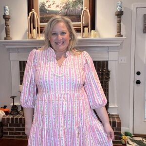 Pink Floral Long Sleeve Dress